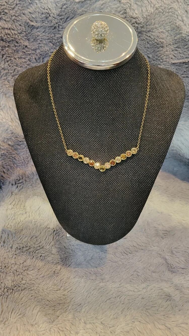 Touchstone Crystal By Swarovski To A Point Necklace Antique Gold NIB $90 MSRP